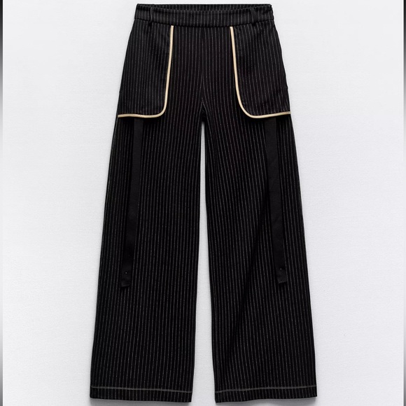 Zara Pants - Pinstripe Wide-Leg Pants